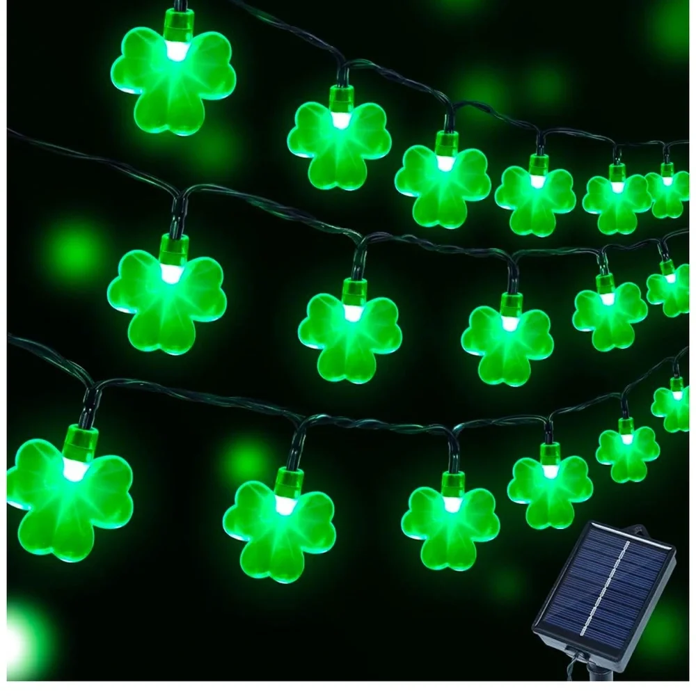St Patricks Day Lights 26.4 FT 40 LED Solar, 8 Light Modes, Waterproof